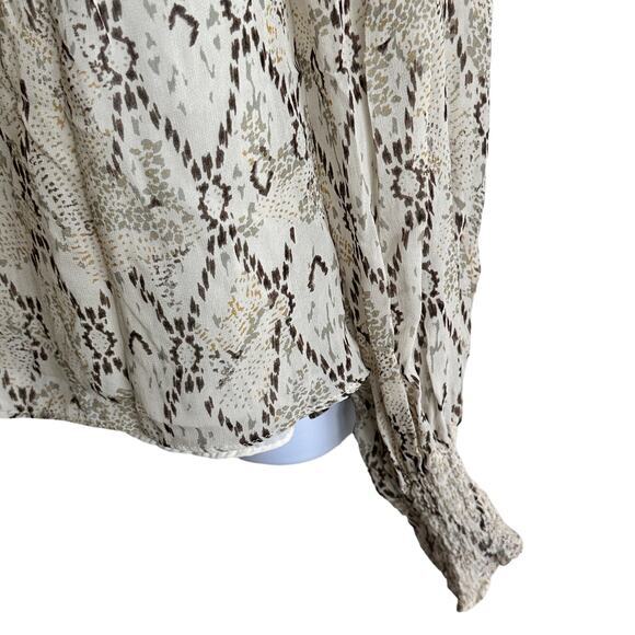 Ramy‎ Brook S animal Printed Rye Puff Sleeve Tie Neck  blouse - Picture 6 of 10